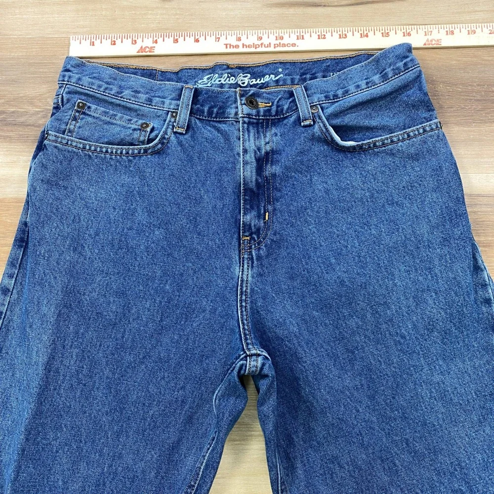 Eddie Bauer Jeans Men 34x30 Classic 100% Cotton Straight Leg Blue Heritage Denim